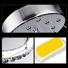 調光可能なクリスタルペンダントライト モダンな円形シャンデリア照明ランプ クールホワイト 丸型天井照明器具 リモコン付き