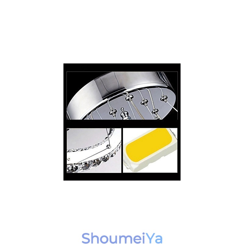 調光可能なクリスタルペンダントライト モダンな円形シャンデリア照明ランプ クールホワイト 丸型天井照明器具 リモコン付き