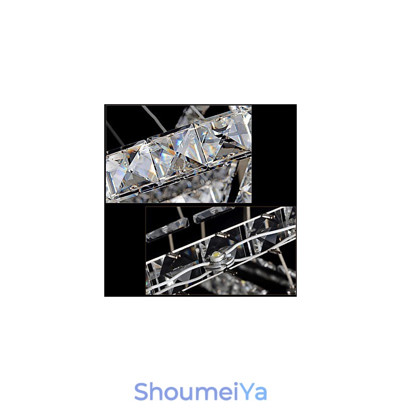 調光可能なクリスタルペンダントライト モダンな円形シャンデリア照明ランプ クールホワイト 丸型天井照明器具 リモコン付き