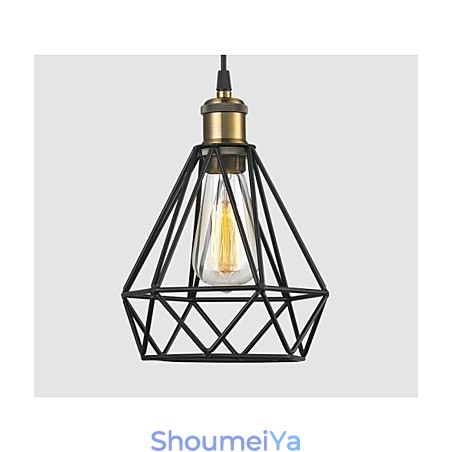 インダストリアルワイヤーケージペンダントライトカフェロフト倉庫照明ブラックコード