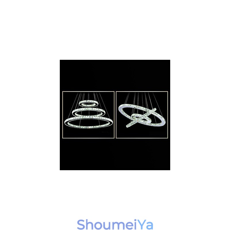 調光可能なクリスタルペンダントライト モダンな円形シャンデリア照明ランプ クールホワイト 丸型天井照明器具 リモコン付き