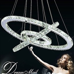 調光可能なクリスタルペンダントライト モダンな円形シャンデリア照明ランプ クールホワイト 丸型天井照明器具 リモコン付き