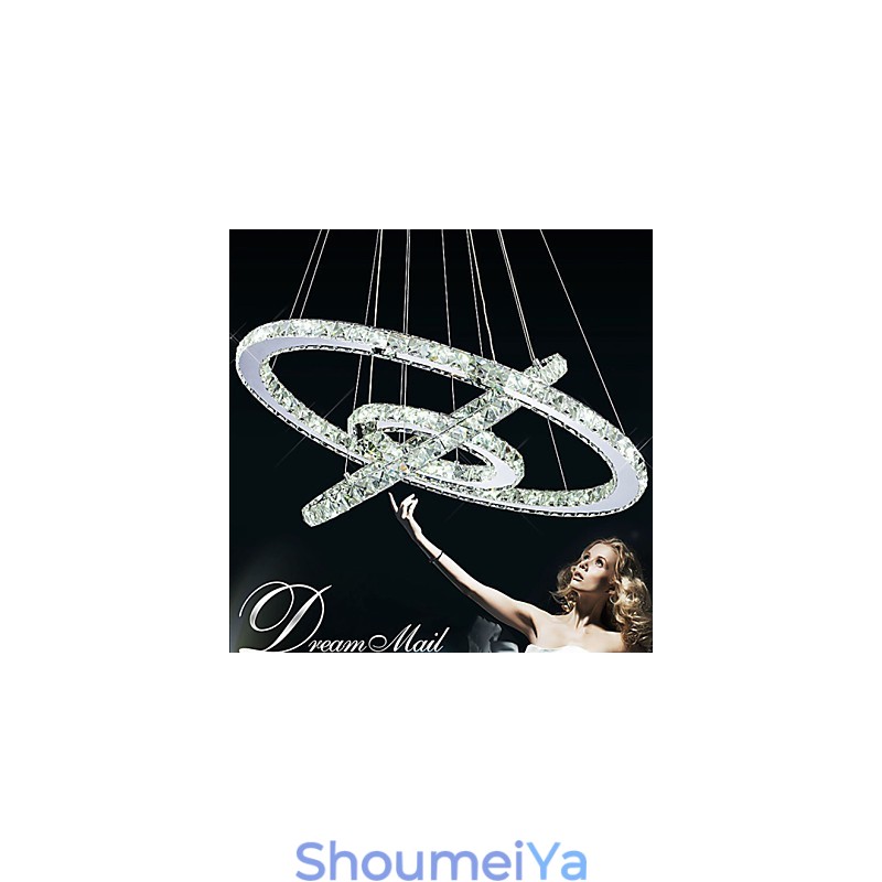 調光可能なクリスタルペンダントライト モダンな円形シャンデリア照明ランプ クールホワイト 丸型天井照明器具 リモコン付き