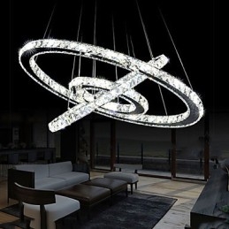 調光可能なクリスタルペンダントライト モダンな円形シャンデリア照明ランプ クールホワイト 丸型天井照明器具 リモコン付き