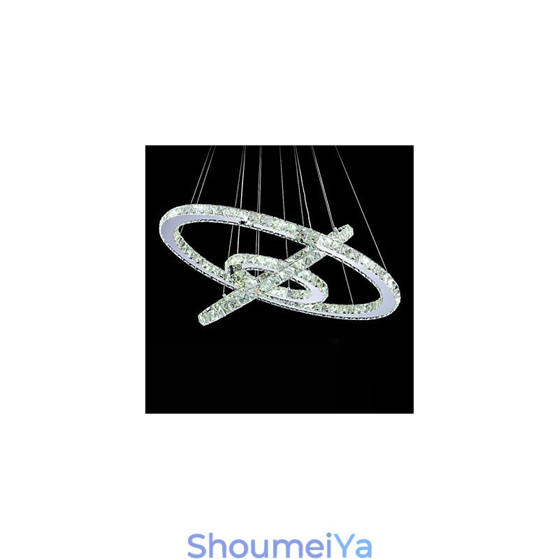 調光可能なクリスタルペンダントライト モダンな円形シャンデリア照明ランプ クールホワイト 丸型天井照明器具 リモコン付き