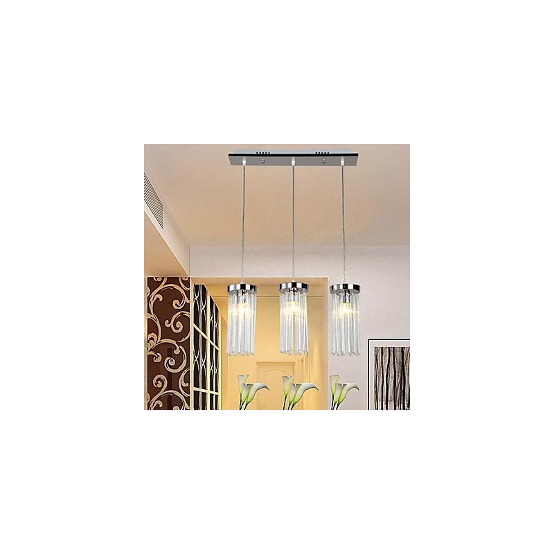 モダンコンテンポラリークリスタルクロームメタルペンダントライト