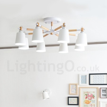 8 ライト モダン コンテンポラリー ウッド シャンデリア