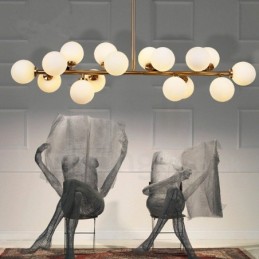 モダンコンテンポラリー 16 ライト シャンデリア、ガラスシェードとランプ付き