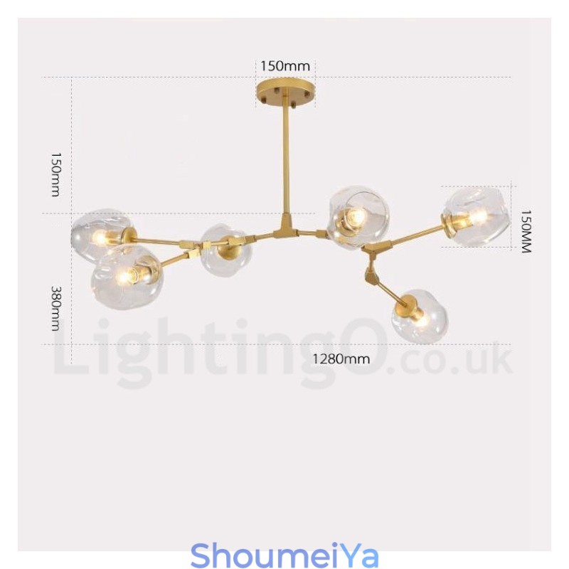 6 ライト モダン コンテンポラリー シャンデリア クリアガラス シェード & ライト付き