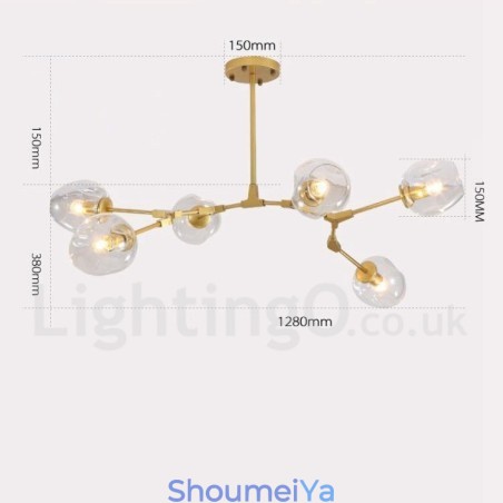 6 ライト モダン コンテンポラリー シャンデリア クリアガラス シェード & ライト付き