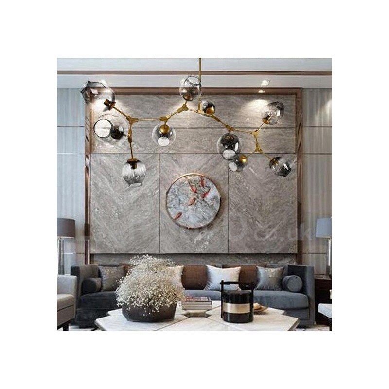 10 ライト ゴールデン シャンデリア ガラス シェード モダン コンテンポラリー スタイル ライト