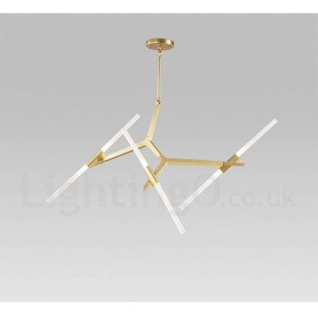 6 ライト モダン コンテンポラリー 2 段シャンデリア ライト (ブラック ゴールド)