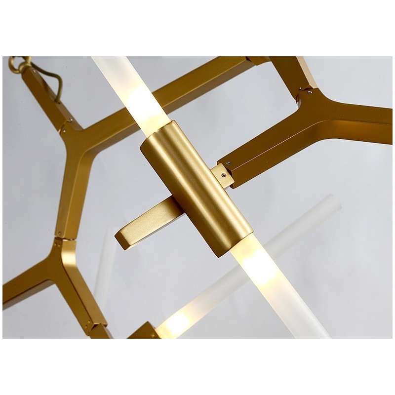 6 ライト モダン コンテンポラリー 2 段シャンデリア ライト (ブラック ゴールド)