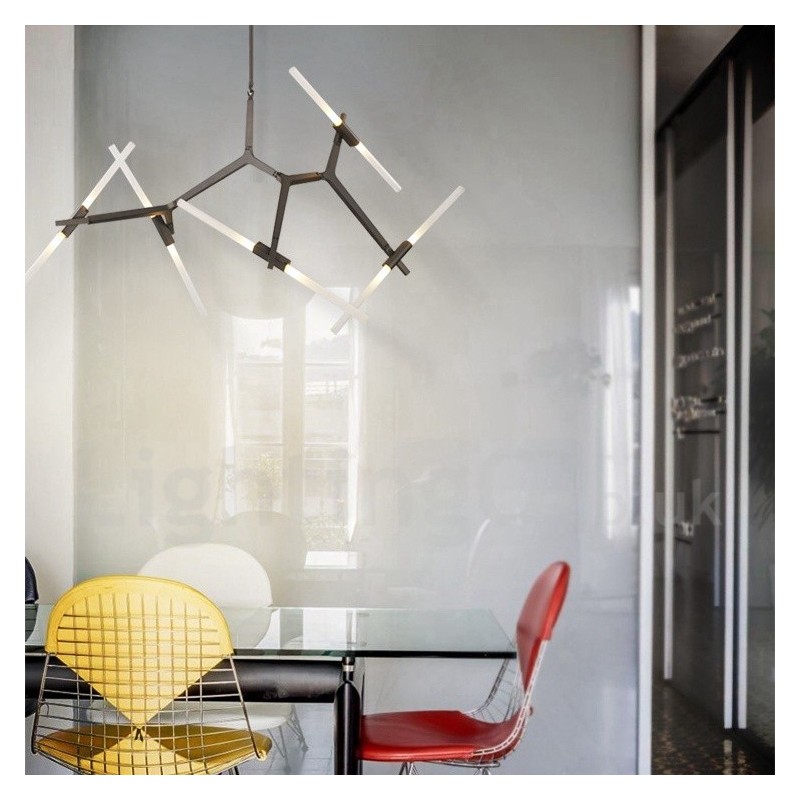 10 ライト モダン コンテンポラリー シャンデリア ライト (ブラック ゴールデン)