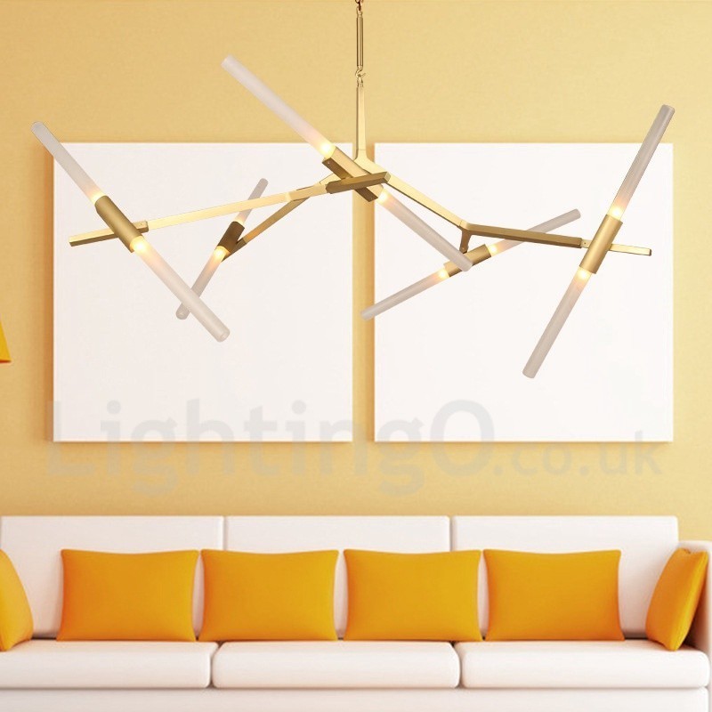 10 ライト モダン コンテンポラリー シャンデリア ライト (ブラック ゴールデン)