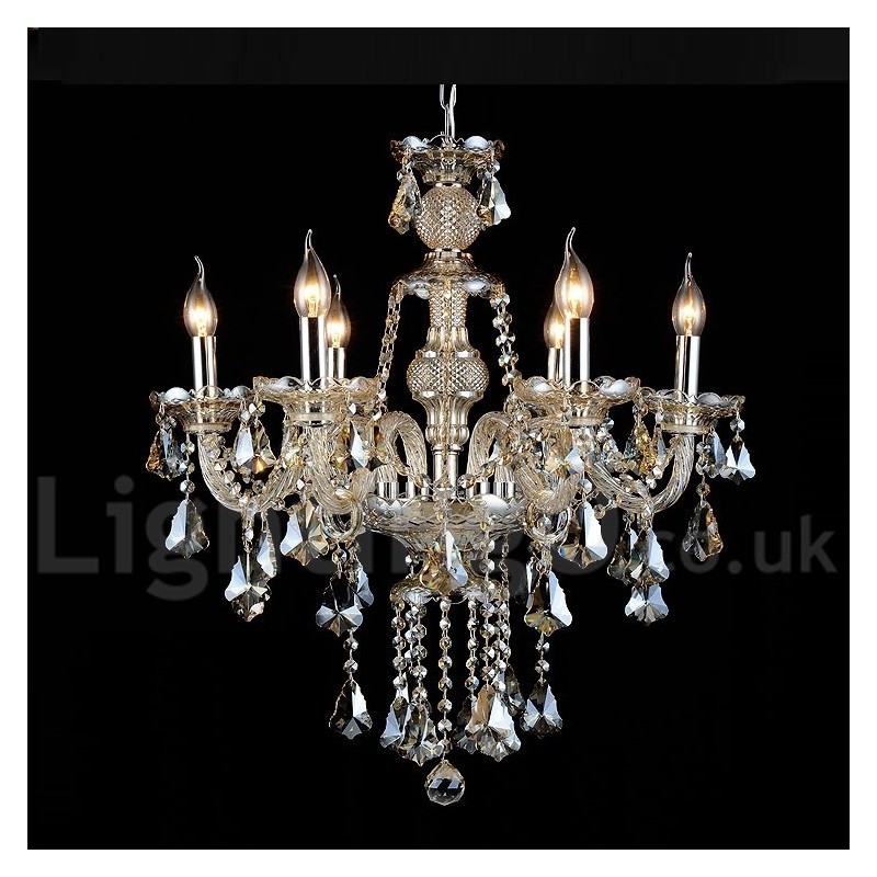 レトロ ヴィンテージ コニャック カラー K9 クリスタル モダン シャンデリア 6 灯