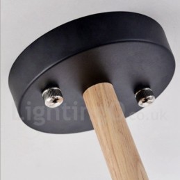 モダンコンテンポラリー3ライトシングルティアウッドシャンデリア、ドラムファブリックシェード付き