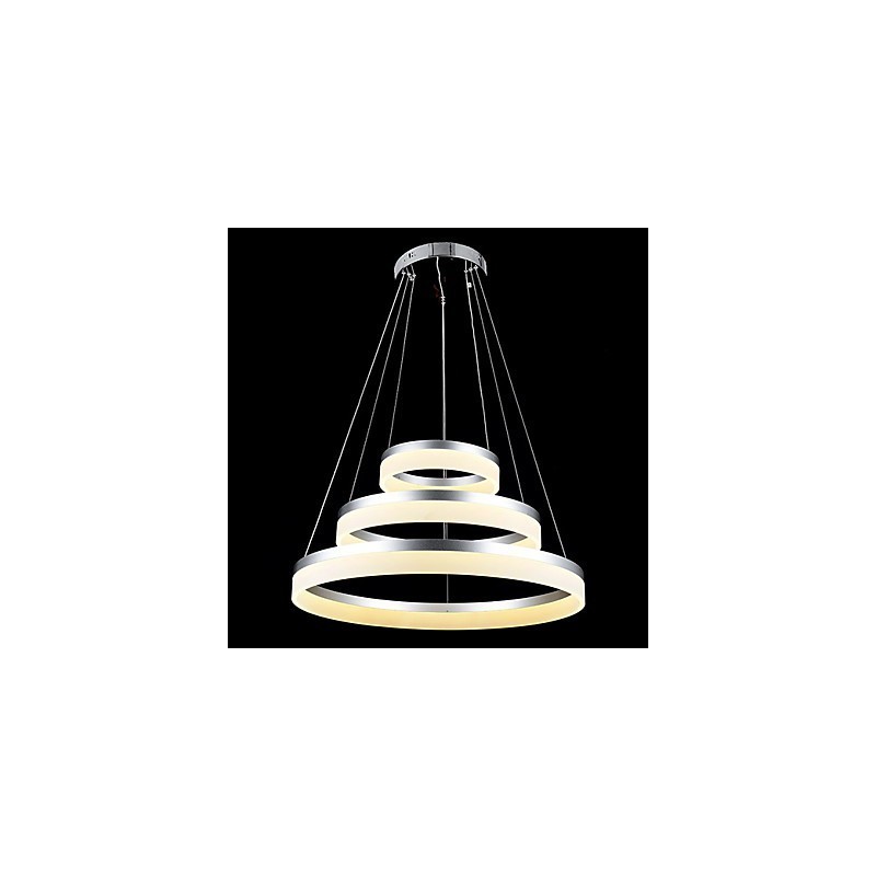 丸型ペンダントライト モダンなアクリルランプ 照明 豪華な3つのリング 天井照明器具