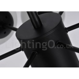 ブラック 12 ライト 2 段メタルシャンデリア ガラスシェード付き モダン コンテンポラリースタイル