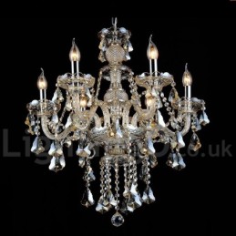 レトロ ヴィンテージ コニャック カラー K9 クリスタル モダン シャンデリア 6 灯