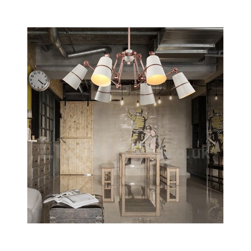 モダンで現代的なスタイルのライトを備えた6灯シャンデリアランプ