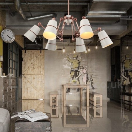 モダンで現代的なスタイルのライトを備えた6灯シャンデリアランプ