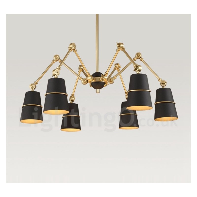 モダンで現代的なスタイルのライトを備えた6灯シャンデリアランプ