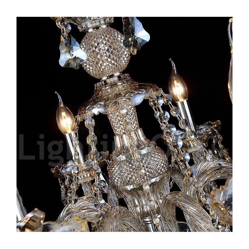 レトロ ヴィンテージ コニャック カラー K9 クリスタル モダン シャンデリア 6 灯