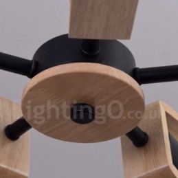 木製シングルティア 8 ライトシャンデリアランプ モダンコンテンポラリースタイル