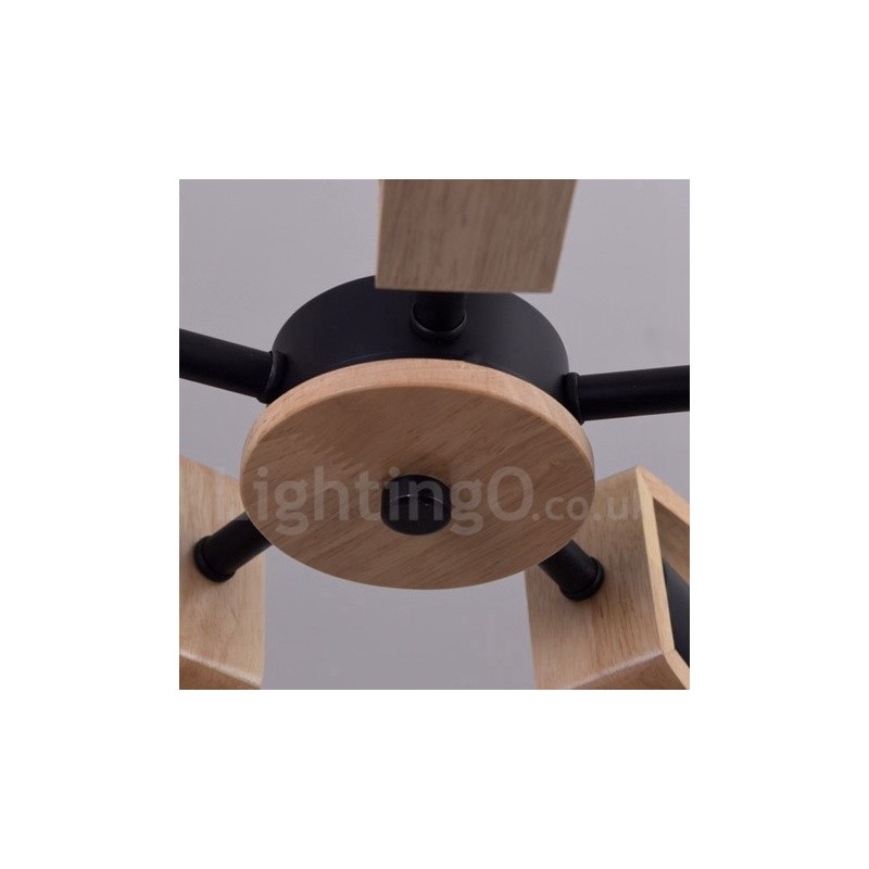 木製シングルティア 8 ライトシャンデリアランプ モダンコンテンポラリースタイル