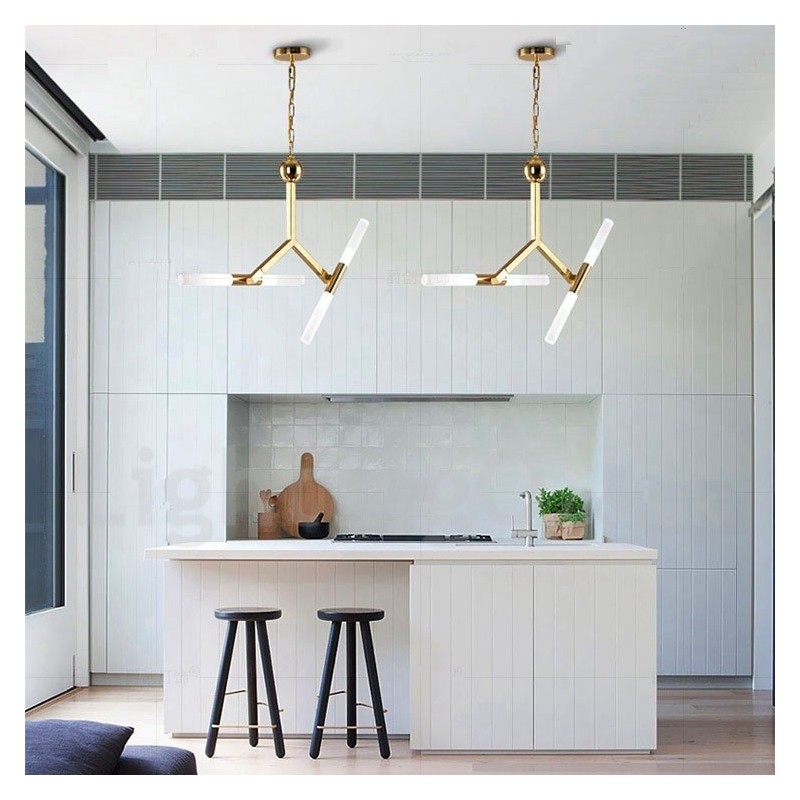 モダンコンテンポラリー 2段 4灯 ゴールデンシャンデリアランプ