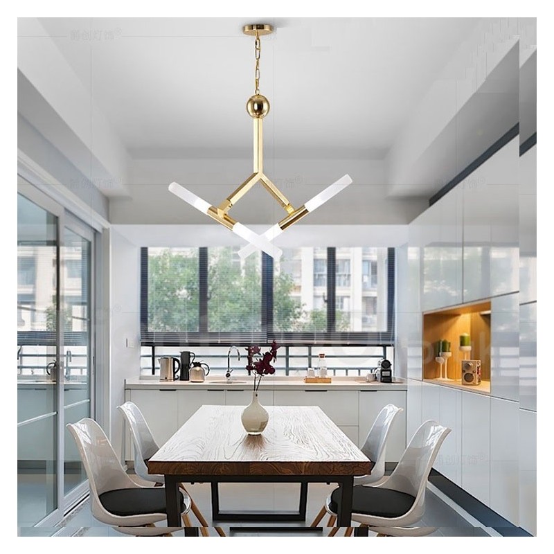 モダンコンテンポラリー 2段 4灯 ゴールデンシャンデリアランプ