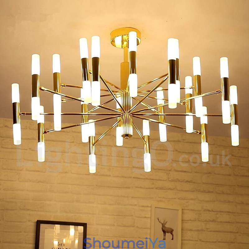 40 ライト ゴールデン 2 段 モダン コンテンポラリー シャンデリア ライト ランプ