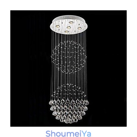 ペンダントライト モダン クリスタル シャンデリア 5 ライト シルバー キャンポイ クリア クリスタル グローブ 天井ランプ 器具