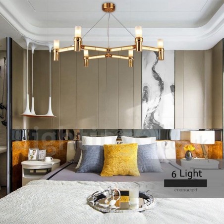 6 ライト シングル ティア モダン コンテンポラリー シャンデリア ランプ ライト