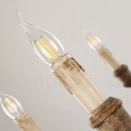 カントリー ヴィンテージ 木製 6 ライト シャンデリア ライト