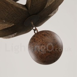 カントリー ヴィンテージ 木製 6 ライト シャンデリア ランプ ライト