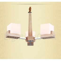 木製モダンコンテンポラリー3ライトシングルティアシャンデリアランプ