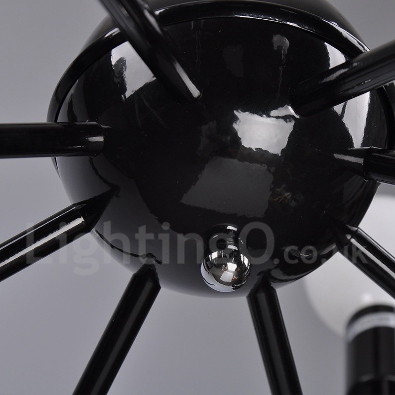 ブラック レトロ ヴィンテージ メタル 8 ライト シングル ティア シャンデリア ライト