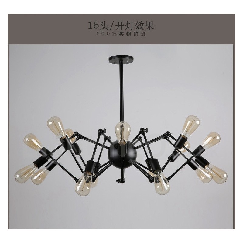 ブラック レトロ ヴィンテージ メタル 8 ライト シングル ティア シャンデリア ライト