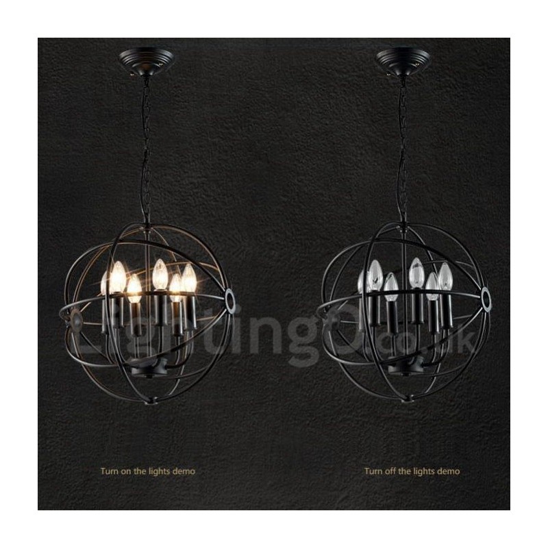 6 ライト メタル グローブ ヴィンテージ ペンダント ライト