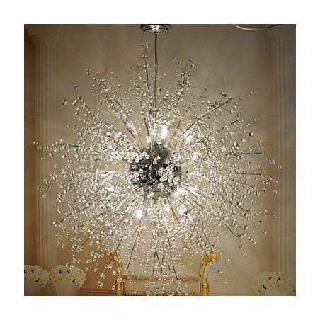 モダンランタングローブクリスタルクロームメタルフラッシュマウント