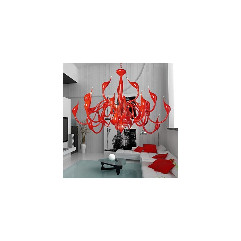 モダンシャンデリアライト 24 ライト G4 レッドペイント