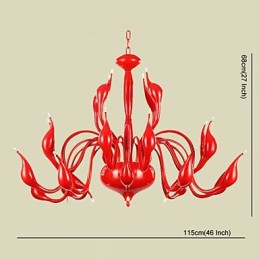 モダンシャンデリアライト 24 ライト G4 レッドペイント