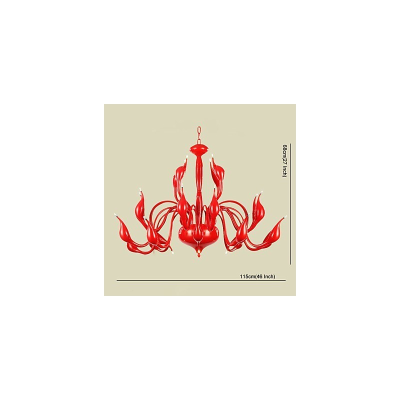 モダンシャンデリアライト 24 ライト G4 レッドペイント