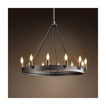 レトロスタイルのアイアンペンダントライト、キャンドル機能付き12個のライト付き