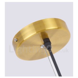 ガラスシェードランプ付き6灯銅シャンデリア