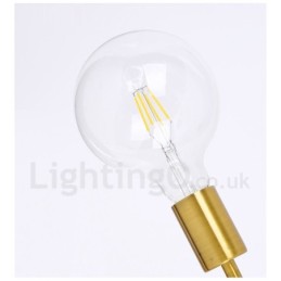 ガラスシェードランプ付き6灯銅シャンデリア