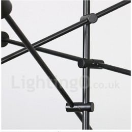 ガラスシェードランプ付き6灯銅シャンデリア