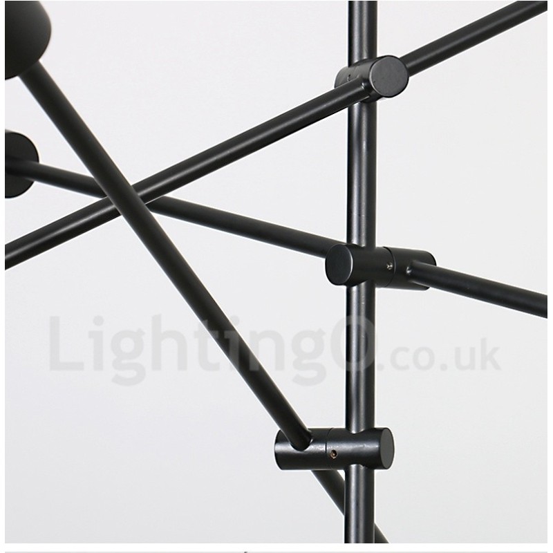 ガラスシェードランプ付き6灯銅シャンデリア